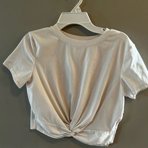 White Crop Top, Small, Short Sleeve